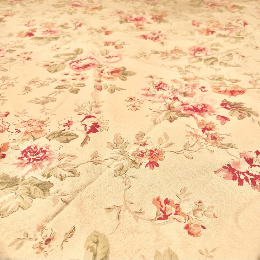 Floral Tea Stained Tablecloth with Red and Pink Accents #0215264 - Picture 3 of 9